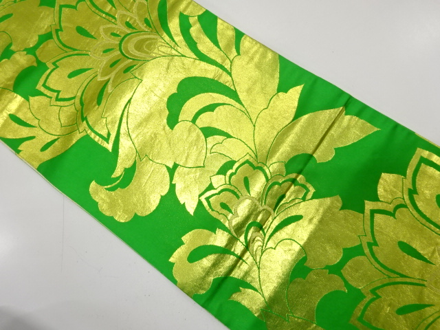 JAPANESE KIMONO / ANTIQUE MARU OBI / SILK / WOVEN CHINESE FLOWERS